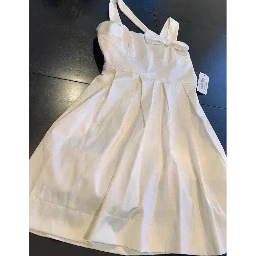 New White dress Jr 9 Bachelorette Bow asymmetric Neck Unique